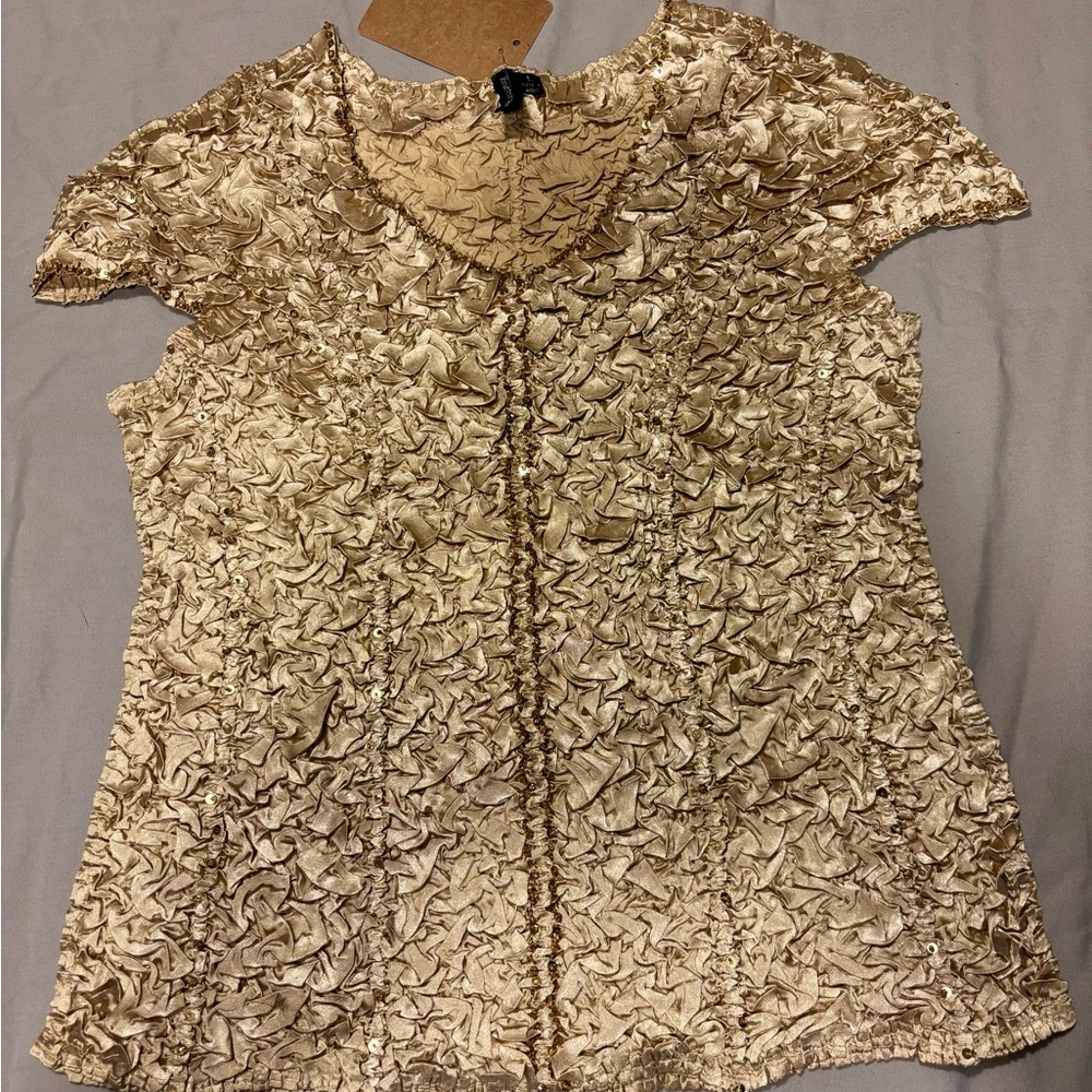 Essentials by Milano Gold Ruched Blouse